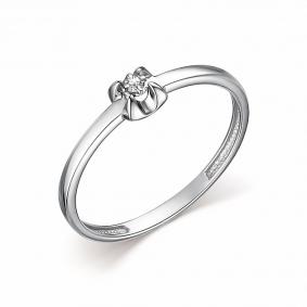 Кольцо из белого золота АЛЬКОР 14249-200 с бриллиантом 14249-200 фото