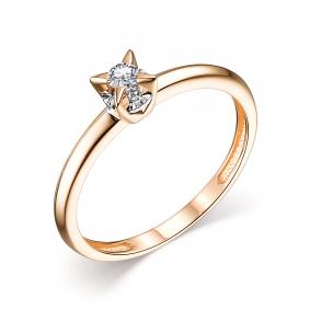 Золотое кольцо АЛЬКОР 14262-100 с бриллиантом 14262-100 фото