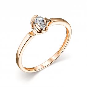 Золотое кольцо АЛЬКОР 14265-100 с бриллиантом 14265-100 фото