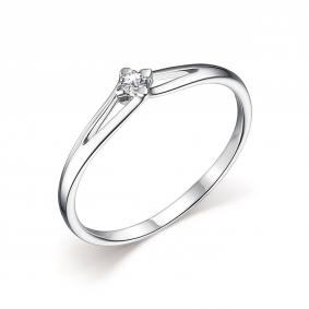 Кольцо из белого золота АЛЬКОР 14268-200 с бриллиантом 14268-200 фото