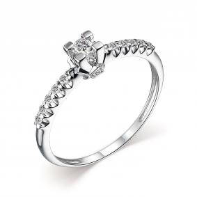 Кольцо из белого золота АЛЬКОР 14273-200 с бриллиантом 14273-200 фото