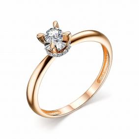Золотое кольцо АЛЬКОР 14279-100 с бриллиантом 14279-100 фото
