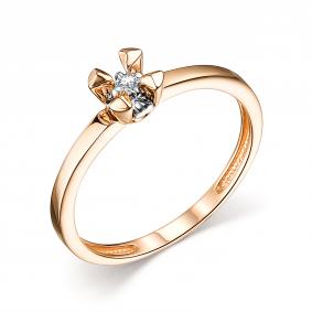 Золотое кольцо АЛЬКОР 14282-100 с бриллиантом 14282-100 фото