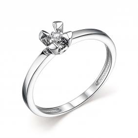 Кольцо из белого золота АЛЬКОР 14282-200 с бриллиантом 14282-200 фото