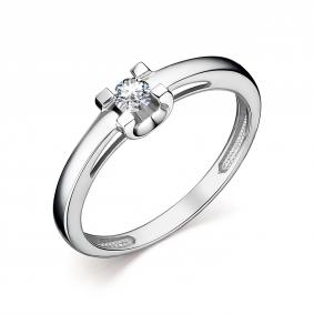 Кольцо из белого золота АЛЬКОР 14296-200 с бриллиантом 14296-200 фото
