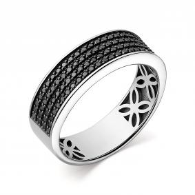 Кольцо из белого золота АЛЬКОР 14299-213 с чёрным бриллиантом 14299-213 фото