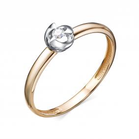 Золотое кольцо АЛЬКОР 14302-100 с бриллиантом 14302-100 фото