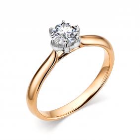 Золотое кольцо АЛЬКОР 14312-КБ9 с бриллиантом 14312-КБ9 фото