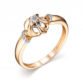 Золотое кольцо АЛЬКОР 14332-100 с бриллиантом 14332-100 фото