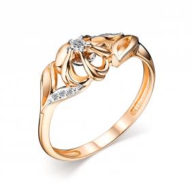 Золотое кольцо АЛЬКОР 14334-100 с бриллиантом 14334-100 фото