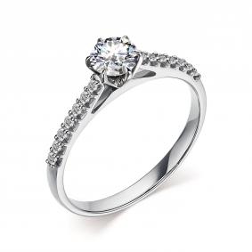 Кольцо из белого золота АЛЬКОР 14346-5Б5 с бриллиантом 14346-5Б5 фото