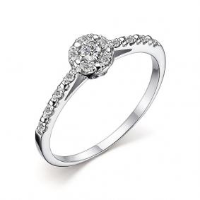 Кольцо из белого золота АЛЬКОР 14354-200 с бриллиантом 14354-200 фото