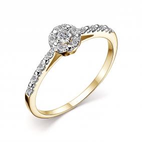 Кольцо из лимонного золота АЛЬКОР 14354-300 с бриллиантом 14354-300 фото