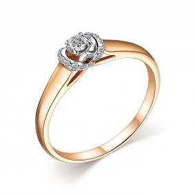 Золотое кольцо АЛЬКОР 14355-100 с бриллиантом 14355-100 фото