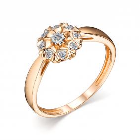 Золотое кольцо АЛЬКОР 14411-100 с бриллиантом 14411-100 фото