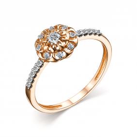 Золотое кольцо АЛЬКОР 14412-100 с бриллиантом 14412-100 фото