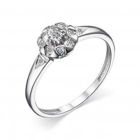 Кольцо из белого золота АЛЬКОР 14417-200 с бриллиантом 14417-200 фото