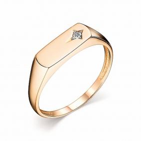 Золотое кольцо АЛЬКОР 14445-100 с бриллиантом 14445-100 фото