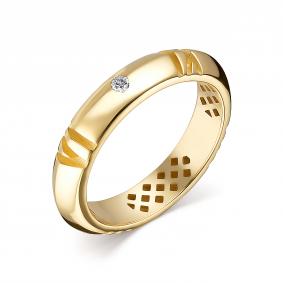 Кольцо из лимонного золота АЛЬКОР 14452-300 с бриллиантом 14452-300 фото