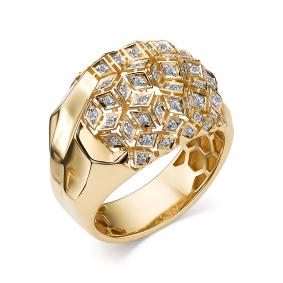 Кольцо из лимонного золота АЛЬКОР 14461-300 с бриллиантом 14461-300 фото