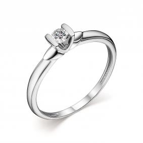 Кольцо из белого золота АЛЬКОР 14484-200 с бриллиантом 14484-200 фото