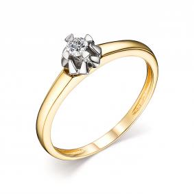 Помолвочное кольцо из лимонного золота АЛЬКОР с бриллиантом 14488-300 14488-300 фото