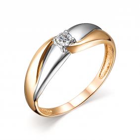 Золотое кольцо АЛЬКОР 14499-100 с бриллиантом 14499-100 фото