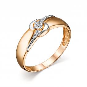 Золотое кольцо АЛЬКОР 14500-100 с бриллиантом 14500-100 фото