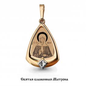 Золотая подвеска-иконка  Святая блаженная Матрона AQUAMARINE 14529 14529 фото