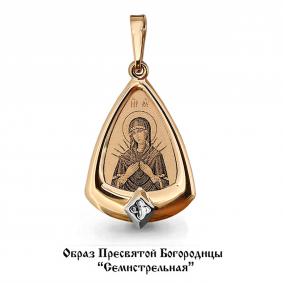 Золотая подвеска-иконка Божией Матери Семистрельная 14530 14530 фото
