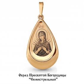 Золотая подвеска-иконка Образ Пресвятой Богородицы Семистрельная  AQUAMARINE 14538 14538 фото