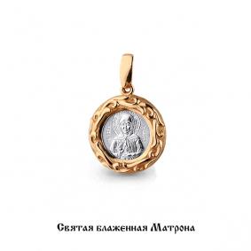 Золотая подвеска Иконка Святая блаженная Матрона AQUAMARINE 14638 14638 фото