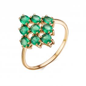 Золотое кольцо АЛЬКОР 14709-101 с изумрудом 14709-101 фото