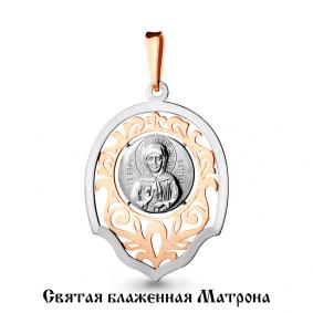 Золотая подвеска-иконка Святая блаженная Матрона AQUAMARINE 14732 14732 фото