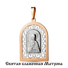Золотая подвеска-иконка Святая блаженная Матрона AQUAMARINE 14736 14736 фото