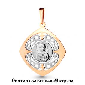 Золотая подвеска-иконка Святая блаженная Матрона AQUAMARINE 14739 14739 фото