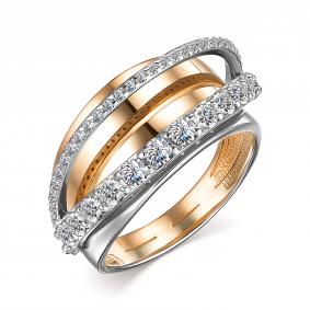 Золотое кольцо АЛЬКОР 14742-100 с бриллиантом 14742-100 фото