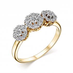 Кольцо из лимонного золота АЛЬКОР 14748-300 с бриллиантом 14748-300 фото