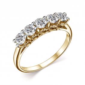 Кольцо из лимонного золота АЛЬКОР 14750-300 с бриллиантом 14750-300 фото