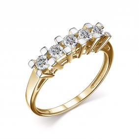 Кольцо из лимонного золота АЛЬКОР 14751-300 с бриллиантом 14751-300 фото