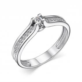 Кольцо из белого золота АЛЬКОР 14761-200 с бриллиантом 14761-200 фото