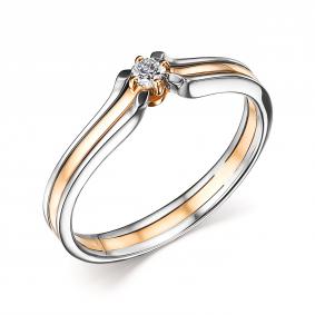 Золотое кольцо АЛЬКОР 14762-100 с бриллиантом 14762-100 фото