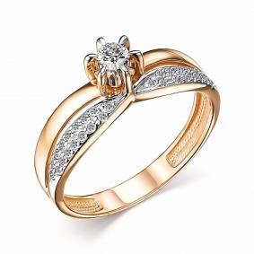 Золотое кольцо АЛЬКОР 14764-100 с бриллиантом 14764-100 фото