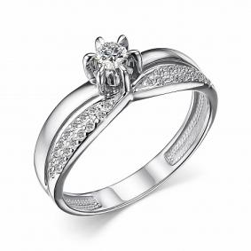 Кольцо из белого золота АЛЬКОР 14764-200 с бриллиантом 14764-200 фото