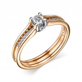 Золотое кольцо АЛЬКОР 14765-100 с бриллиантом 14765-100 фото
