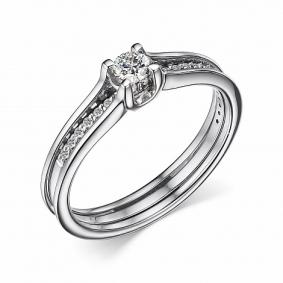 Кольцо из белого золота АЛЬКОР 14765-200 с бриллиантом 14765-200 фото