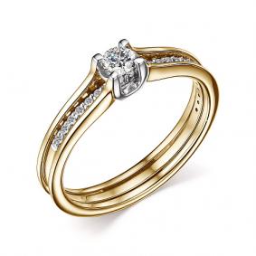 Кольцо-трансформер из лимонного золота АЛЬКОР с бриллиантом 14765-300 14765-300 фото