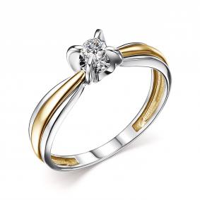 Кольцо из лимонного золота АЛЬКОР 14769-Л00 с бриллиантом 14769-Л00 фото