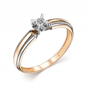 Золотое кольцо АЛЬКОР 14771-100 с бриллиантом 14771-100 фото