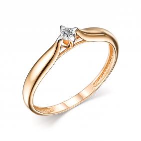 Золотое кольцо АЛЬКОР 14779-100 с бриллиантом 14779-100 фото